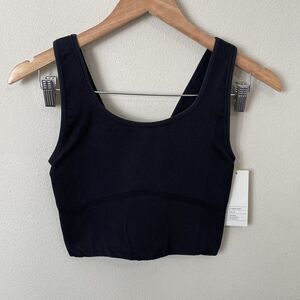 NWT All In Motion Womens S Crop Tank Top Seamless Ribbed Black Moisture Wicking